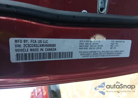 2021 Dodge Charger Scat Pack Rwd из США, поврежденный, VIN 2C3CDXGJXMH508880